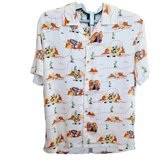Disney Goofy Movie Road Trip Goofy & Max Allover Print Unisex Button-Up Size XS - Picture 4 of 9
